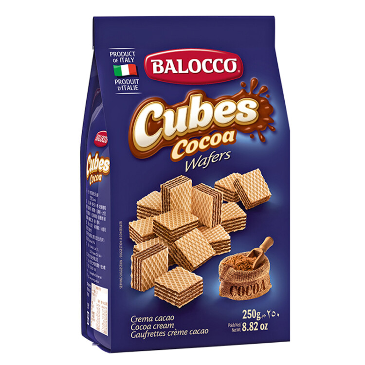百乐可（BALOCCO） 进口迷你威化饼干零食 可可味250g/袋 意大利进口糕点下午茶点心 光明服务菜管家商品 
