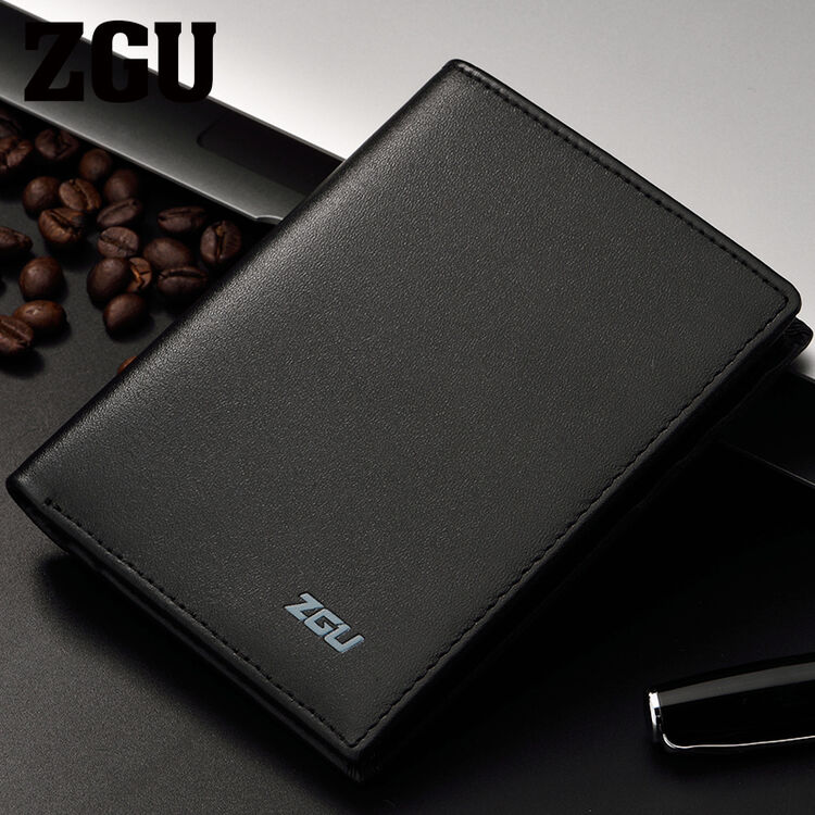 zgu钱包男 男士真皮短款 头层牛皮薄钱夹 驾照插卡拉链卡包 驾驶证包