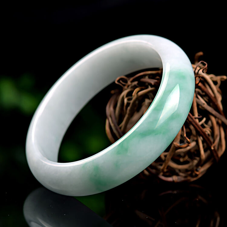 翡翠玉镯玉手镯 老坑翡翠手镯 女士玉石手镯子 圈口55mm【图片 价格