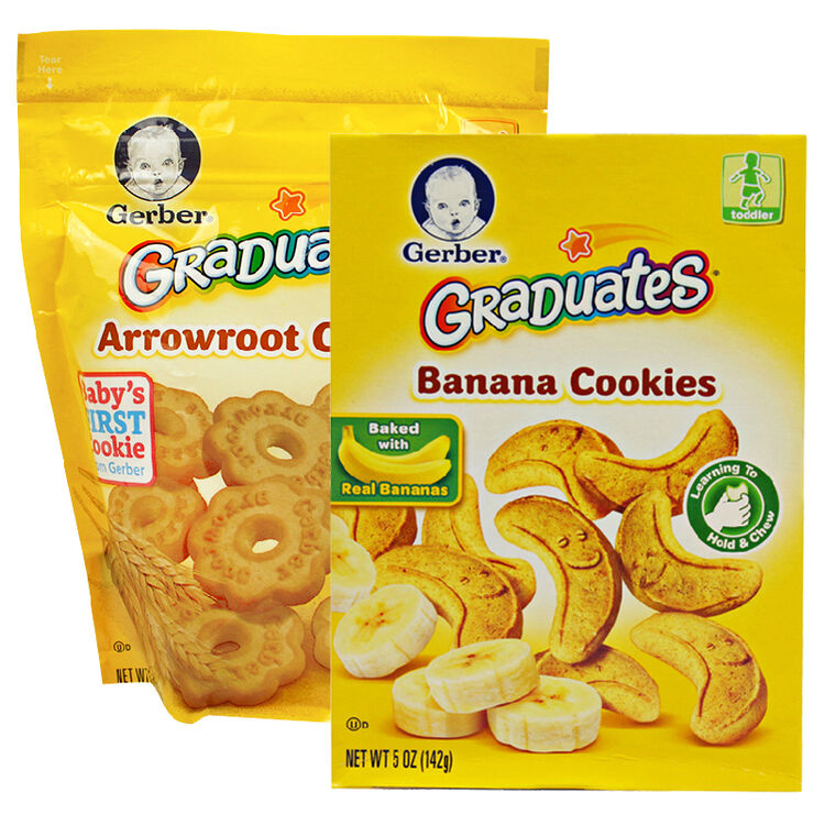 美国gerber嘉宝婴儿饼干进口宝宝零食 香蕉曲奇饼干 葛粉曲奇饼干