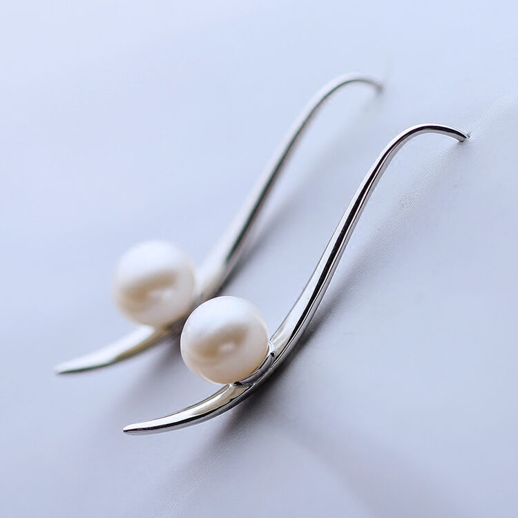 925银静月流珠耳环