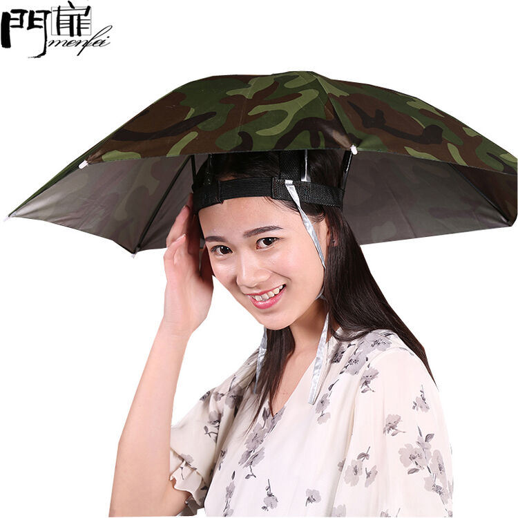 2018新款防风防雨防晒户外双层头戴帽时尚美观钓鱼斗笠渔具遮阳伞头戴