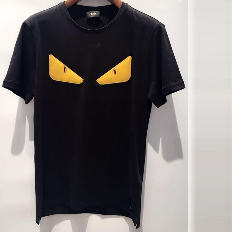 fendi 芬迪 16春夏新款 男式黄眼小恶魔时尚短袖t恤 fy0722 黑色 46