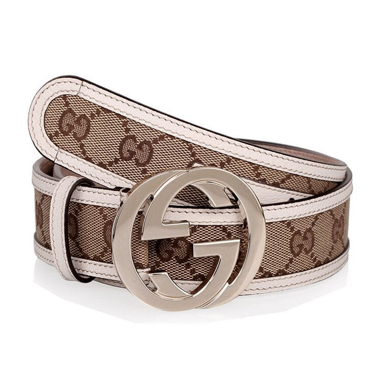 古驰gucci女士腰带双g花格图纹白边皮带114876 f401g 9761 90cm