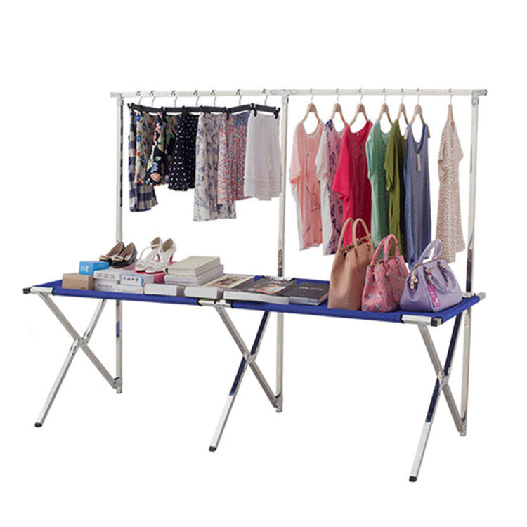 汉馨堂 地摊货架 夜市便携折叠架多功能摆摊不锈钢挂衣服架带布摆货架