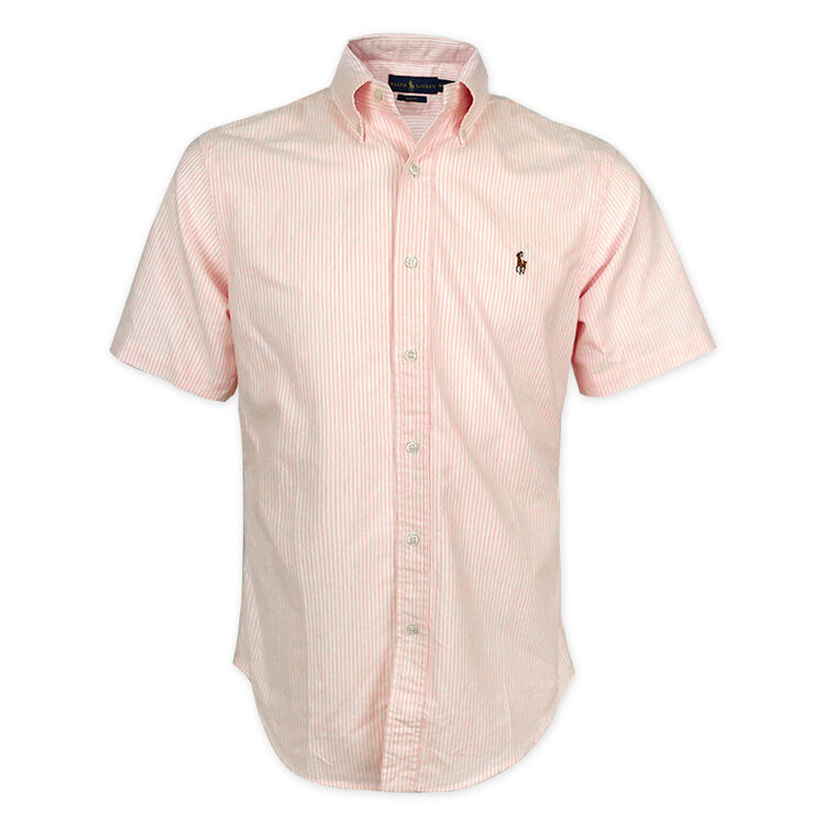 全球购 保罗拉夫劳伦/polo ralph lauren男士休闲短袖彩标slim版衬衫