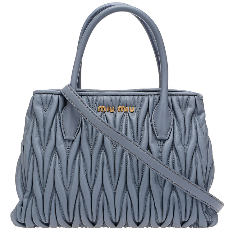 miumiu 缪缪 女士青蓝色褶皱羊皮手提单肩包 5bg069 n88 f0237