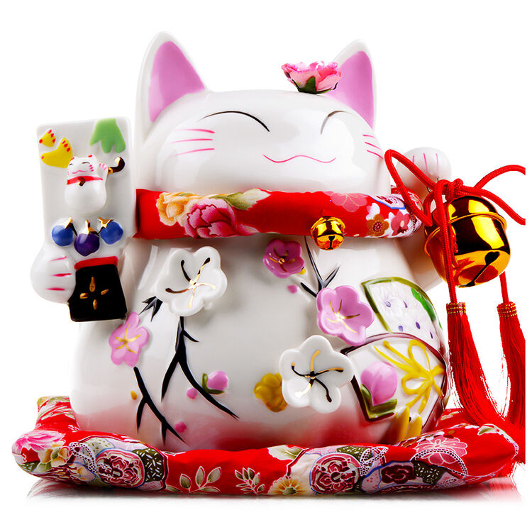 陶瓷摆件储蓄罐 开业礼品 生日礼物 大号-心想事成令牌招财猫