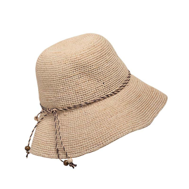 夏天大沿帽防晒太阳帽凉帽子拉菲草帽女夏海边沙滩帽遮阳帽 自然色 帽