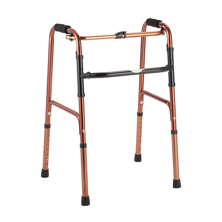 奥力克 助行器老人四脚拐杖可折叠铝合金助步器 713l古铜色