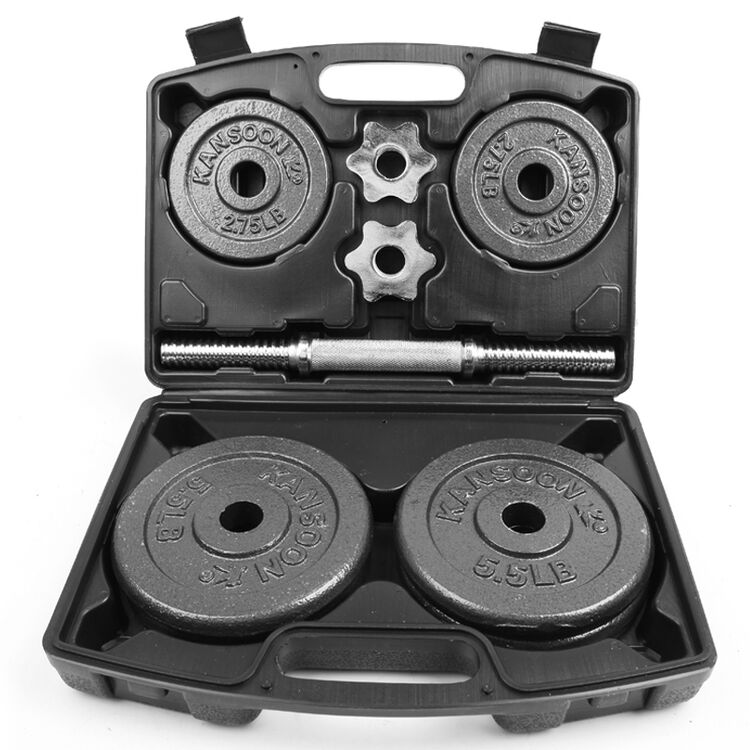 本盛 烤漆 铸铁 组合 可拆卸 家用健身 举重哑铃 盒装 (两只44磅)美版