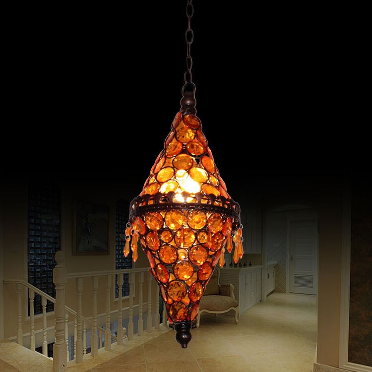 【奥古】美式乡村彩色菠萝吊灯 浪漫咖啡厅灯酒吧灯 异域特色吊灯 g款