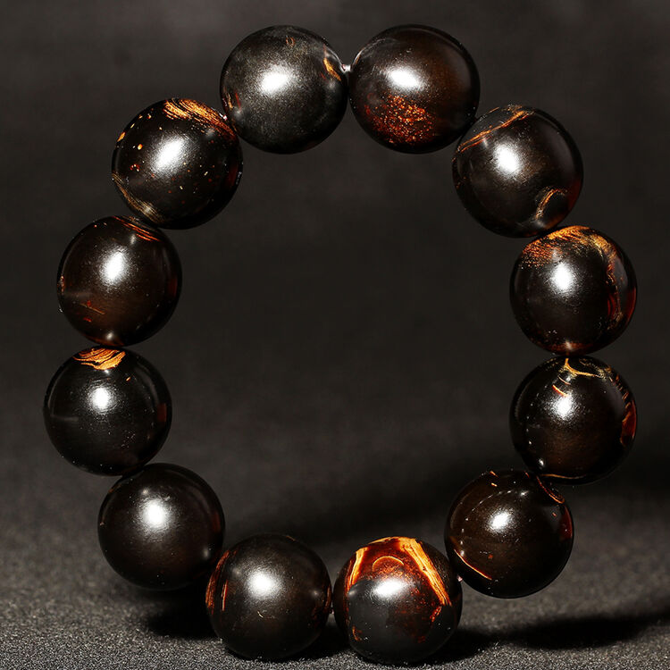 精雕阁海柳黑珊瑚手串 古玩手链配饰 结缘佛珠手珠 送礼盘玩生日礼物