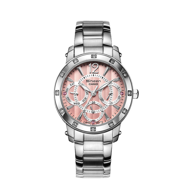 全球购 卡西欧(casio)手表 休闲时尚石英钢带女士腕表shn-3019d-7a