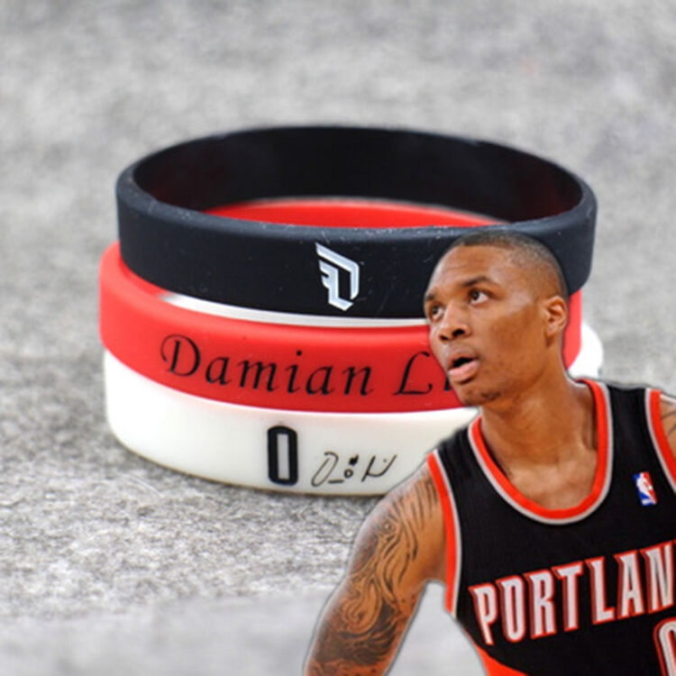 篮球手环 白色夜光运动硅胶手环时尚夏季手腕带 利拉德3件一套