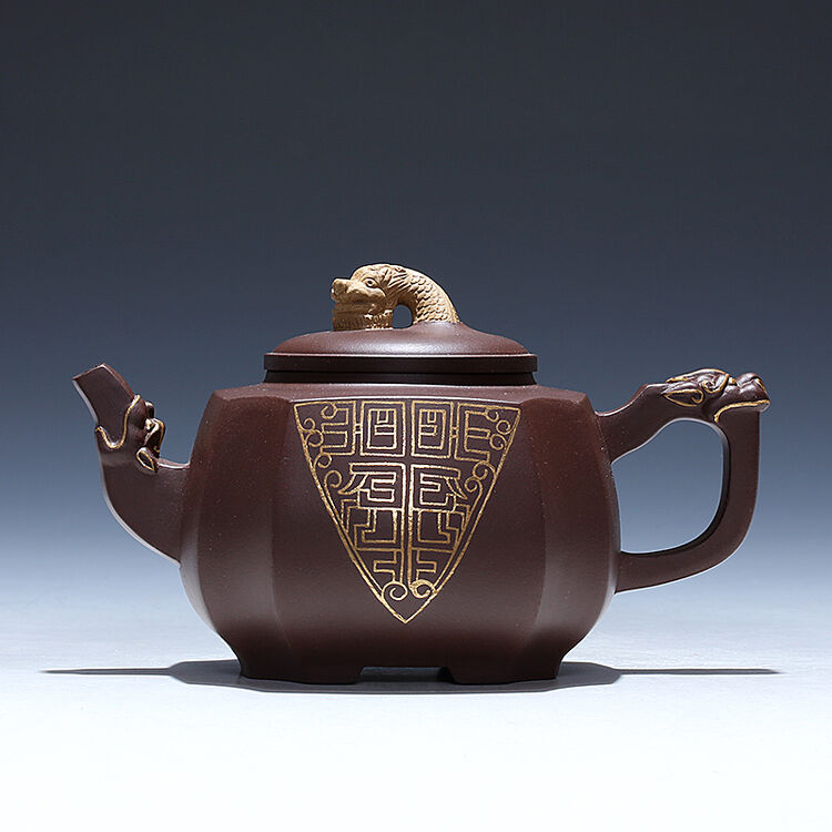 史爱民工艺美术师紫泥四方龙吟宜兴紫砂壶茶壶