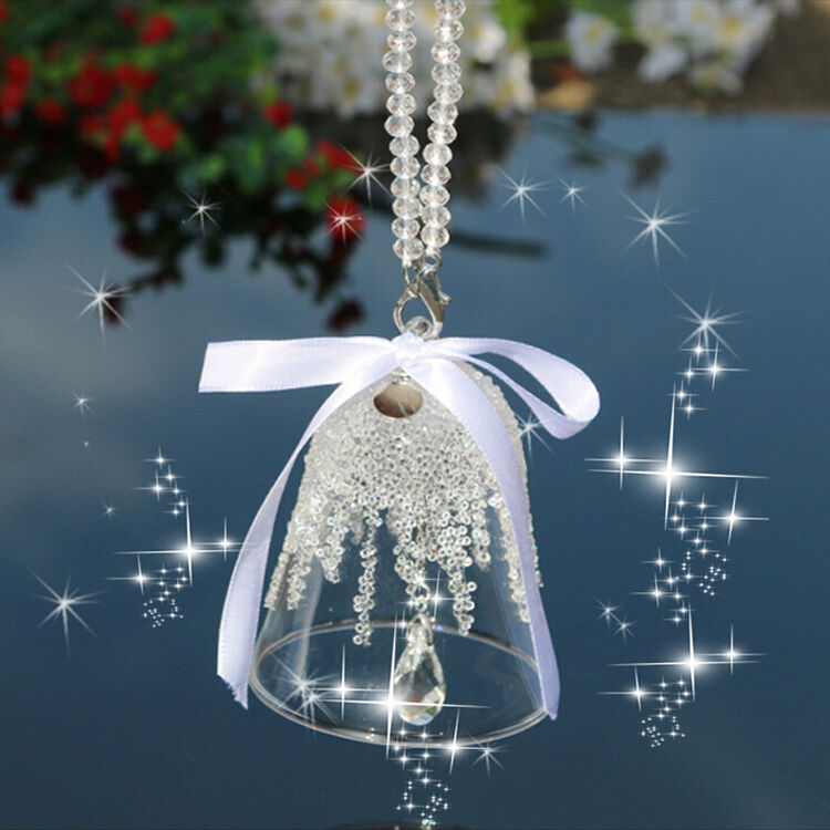 水晶风铃挂饰雪花铃铛车内车用挂件镶钻饰品生日礼物男女 风铃白色