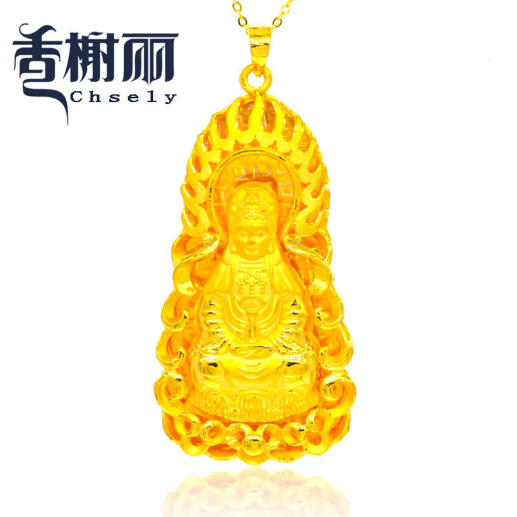 香榭丽珠宝 999足金吊坠 火焰观音平安黄金吊坠黄金饰品首饰 金重12.