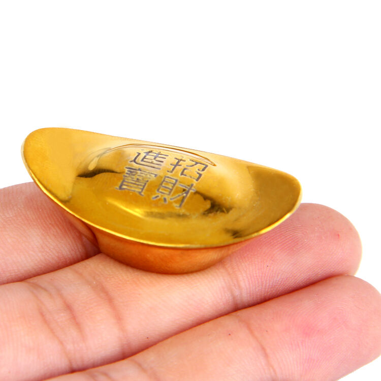 厚德居 铜实心金元宝摆件 金砖金条元宝家居摆设 实心元宝5号