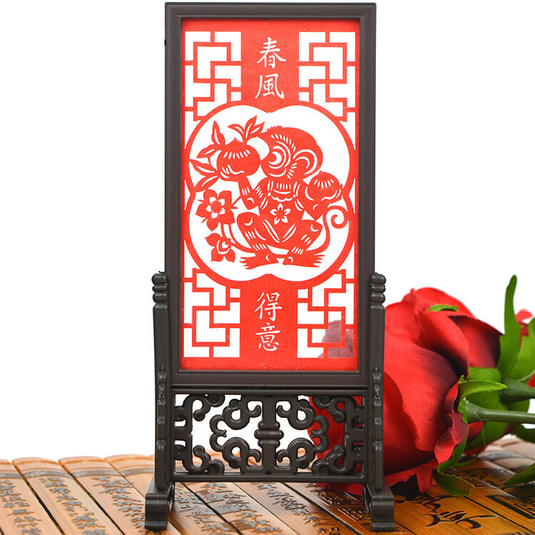 物有物语 小屏风 春节十二生肖剪纸小屏风中国风礼品工艺品 拍下请