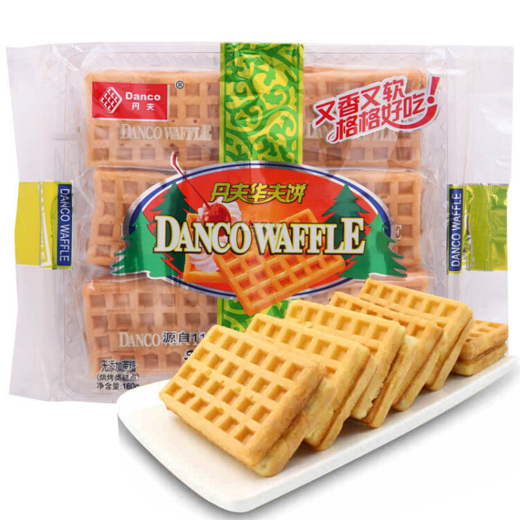 丹夫 华夫饼无添加蔗糖口味网红零食手撕面包早餐食品饼干蛋糕160g/袋 光明服务菜管家商品 