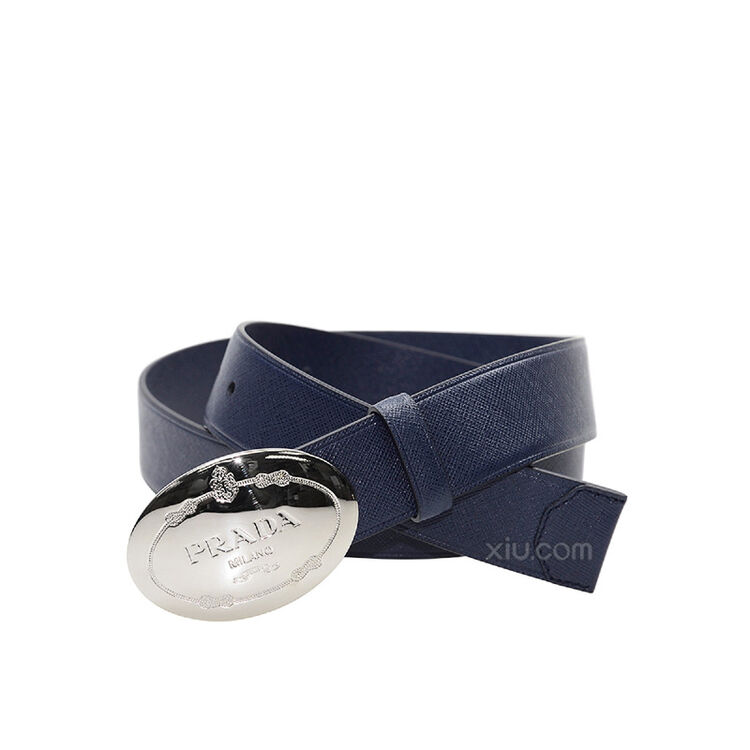 prada 普拉达 男士蓝色牛皮纯色腰带 蓝色
