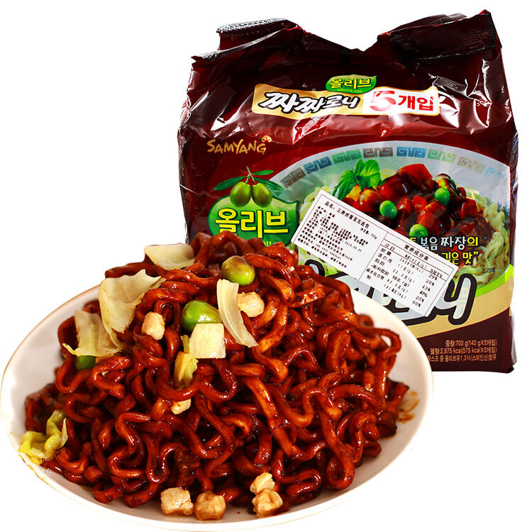 韩国进口杂酱面 三养袋装黑色炸酱面干拌速食泡面700g共5袋