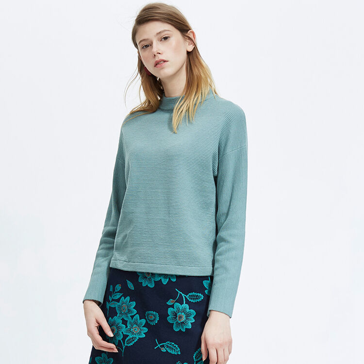 mecity新款女款长袖套头毛衫519665 迷离绿 155/80a