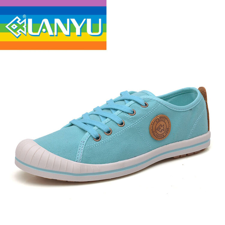 蓝鱼休闲鞋女款韩版学生低帮系带帆布鞋单鞋女鞋 草绿色 40