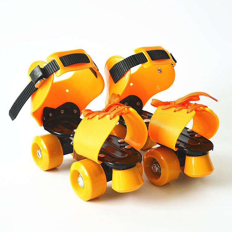 可调轮滑鞋 双排溜冰鞋四轮旱冰鞋代步工具 橙色