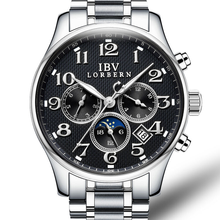 路宝(ibv) 手表 男士全自动机械表 夜光防水男表 月相多功能机械手表