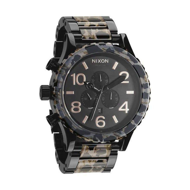 全球购尼克松(nixon)石英 防水日历不锈钢豹纹表带男士手表a0831153