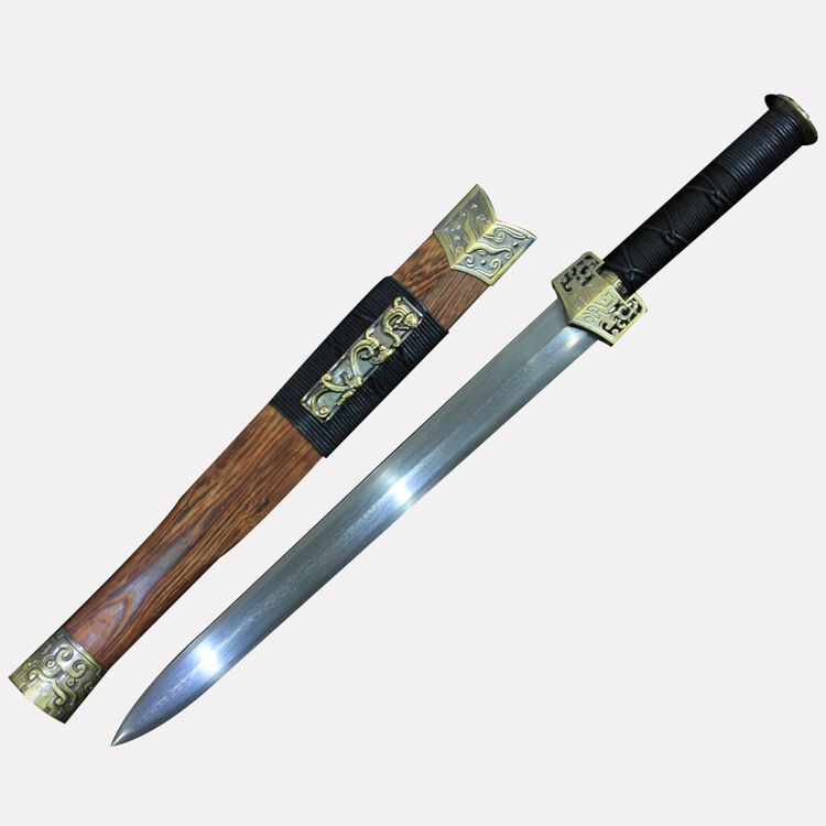 古剑轩-高硬度正品龙泉短剑花纹钢八面汉剑包邮冷兵器小剑-刀剑未开刃