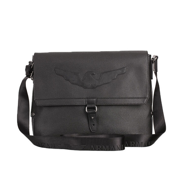 armani jeans阿玛尼男包 男士时尚老鹰logo翻盖单肩包斜跨包90588