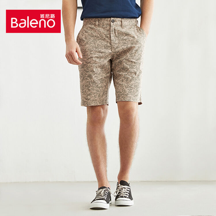 baleno/班尼路男装裤子 时尚印花五分裤男裤 青年纯棉短裤休闲裤 02z