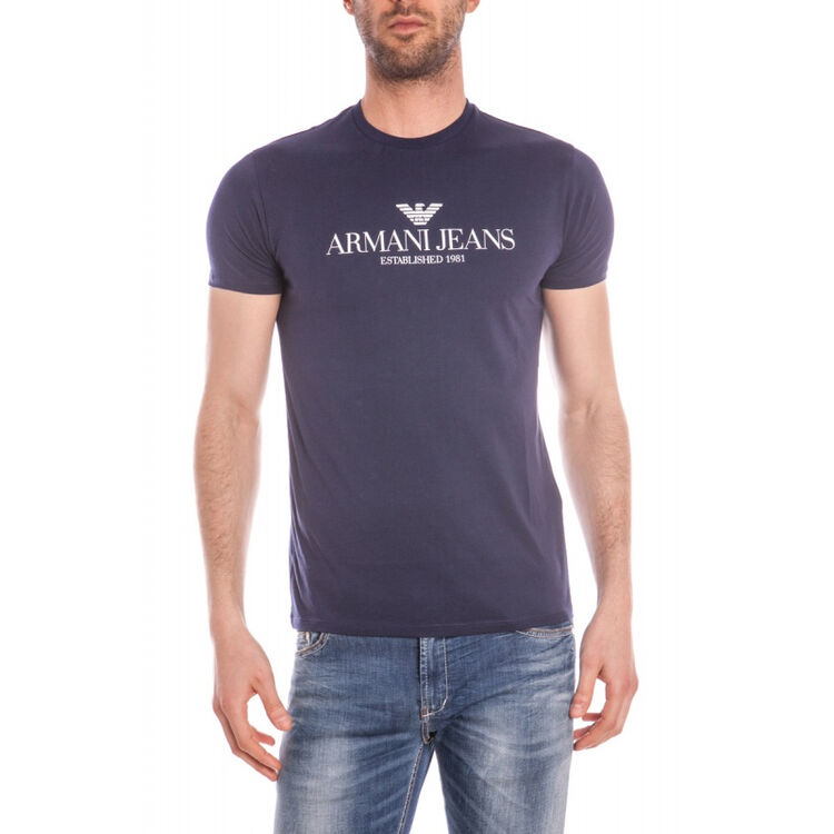 意大利进口 armani jeans阿玛尼男士短袖t恤 c6h6eff 深蓝色 xl