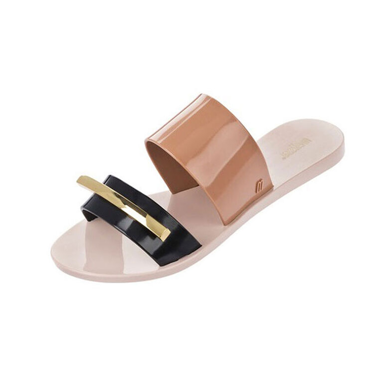 melissa/梅丽莎果冻休闲平底一字女鞋拖鞋 粉/黑 us 08【图片 价格 品