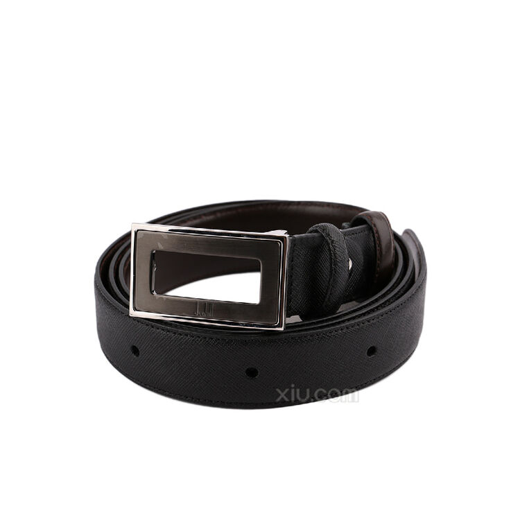 dunhill 登喜路 男士真皮平滑扣腰带 黑色 f