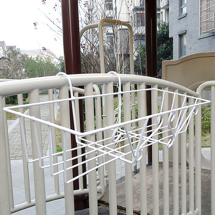 德卉 铁艺花架 挂阳台栏杆铁艺花盆花架悬挂式 规格 510白色