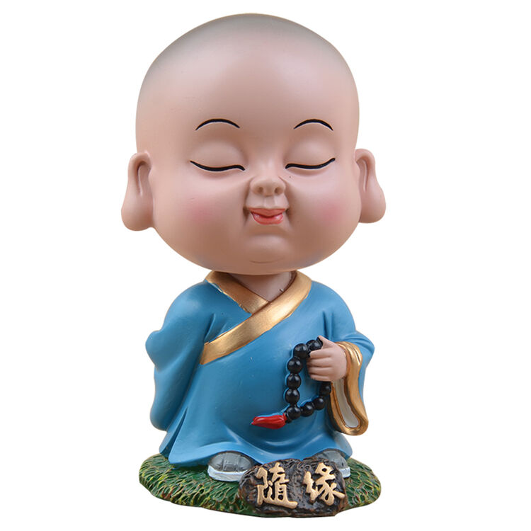 俊艺 办公室办公桌小和尚装饰品 创意小沙弥汽车摆件 家居房间客厅
