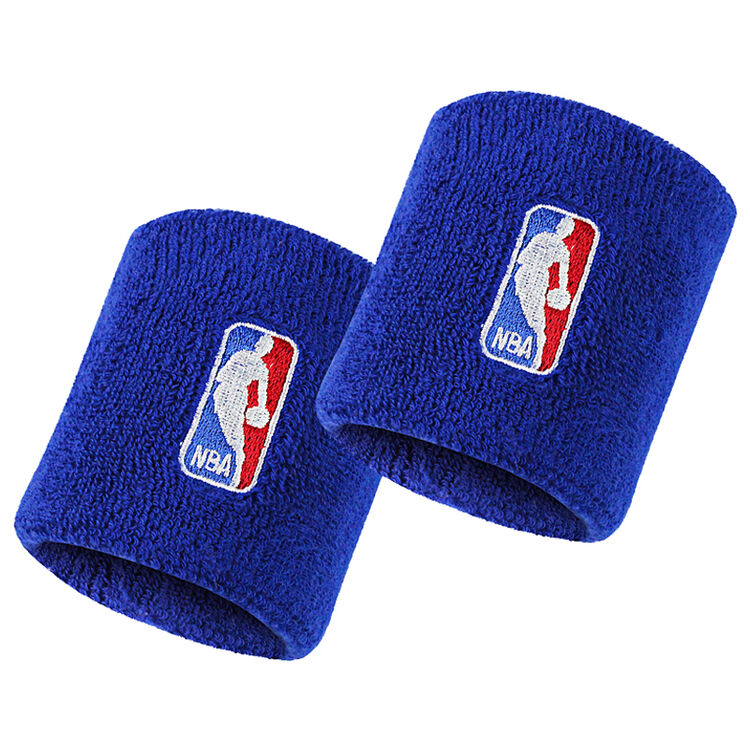 nba纯色棉护腕毛圈篮球羽毛球护腕球迷用品护具蓝色 2只装