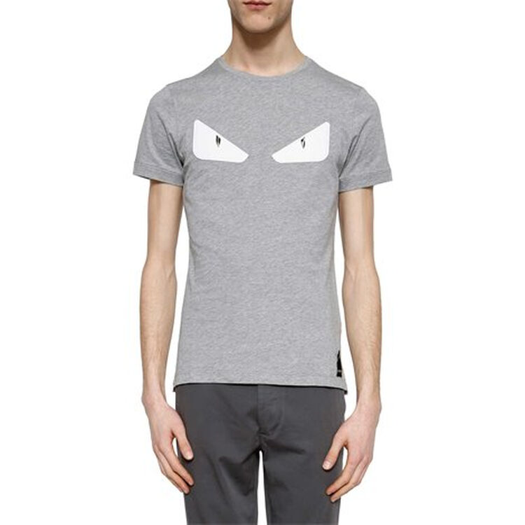 全球购fendi芬迪 小怪兽系列 男士灰色短袖 t恤 fy07221jff0wg5 46