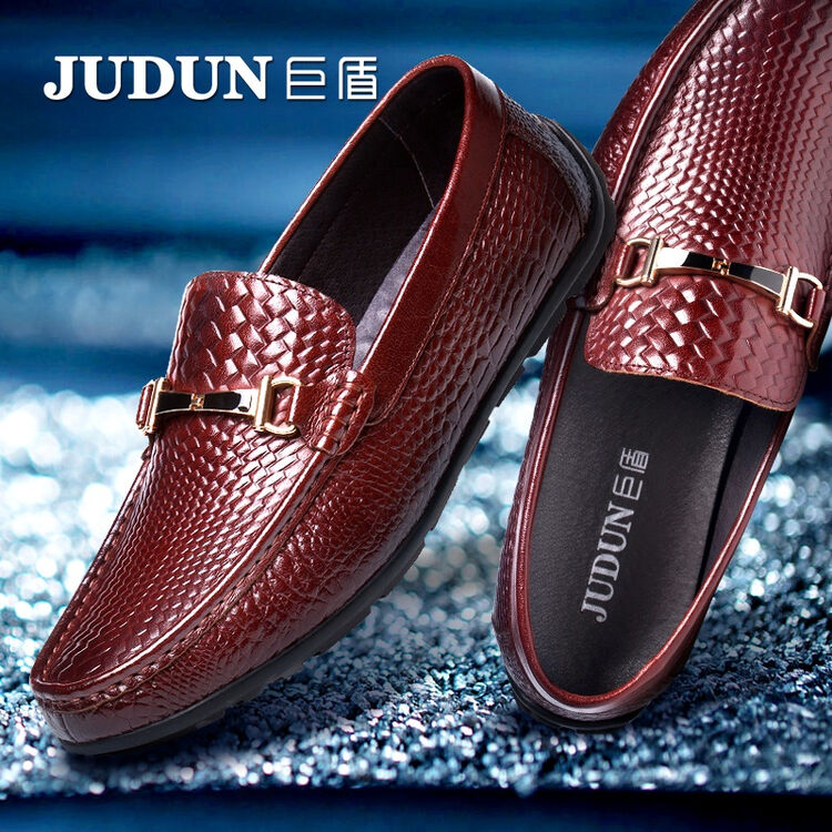 巨盾豆豆鞋男士夏季手工韩版潮流乐福鞋男懒人透气驾车真皮户外休闲