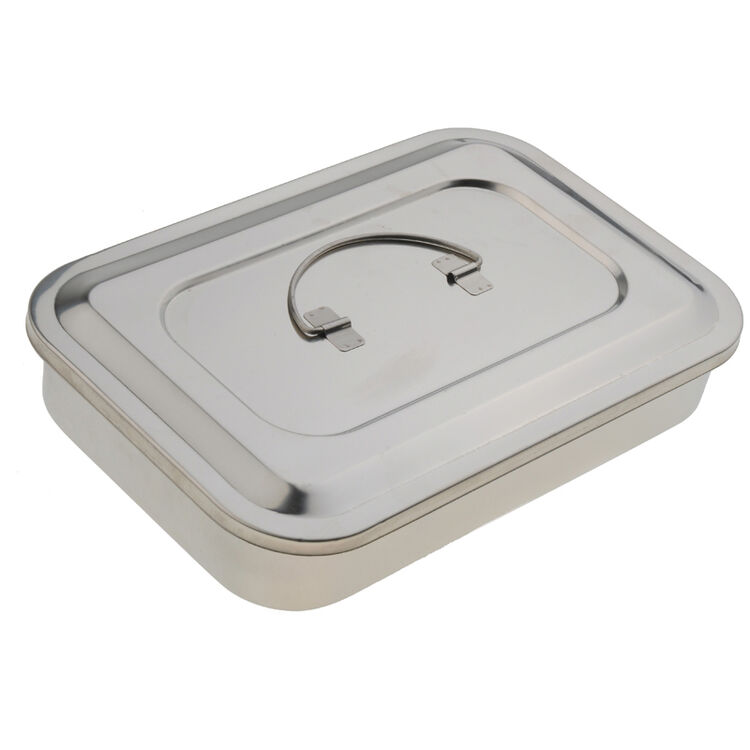 医用304不锈钢消毒盘 器械盘 有孔带盖方盘 高温消毒器皿 器械盒托盘