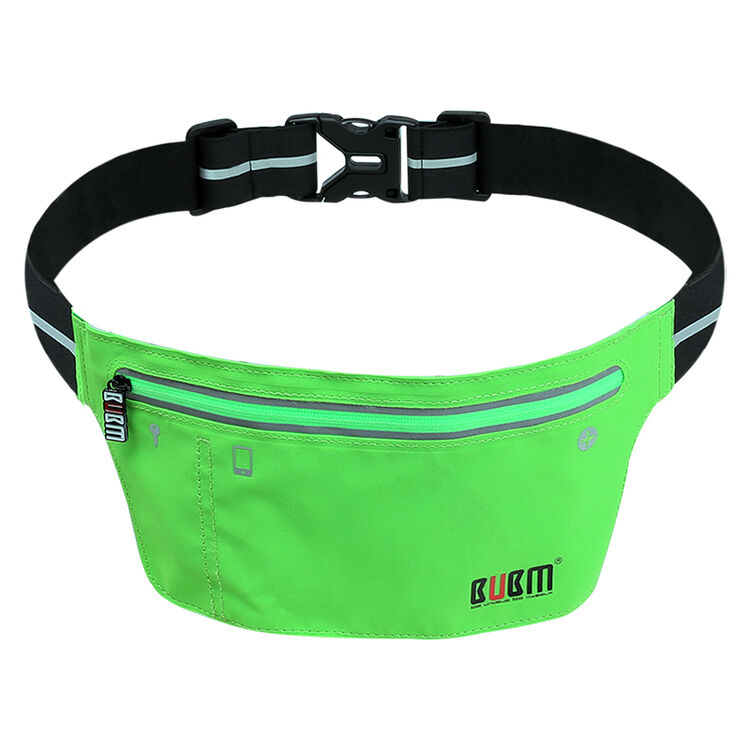 bubm 运动跑步贴身腰包马拉松腰包男女健身包隐形跑步防水手机包 草