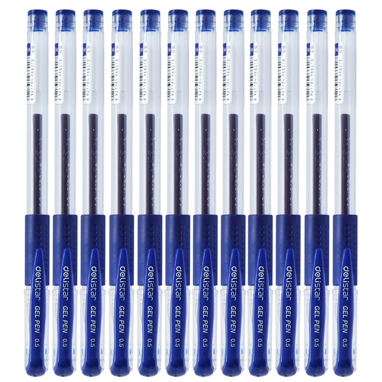 得力6600es中性笔标准子弹头 0.5mm 水笔 签字笔 6600es蓝色12支装