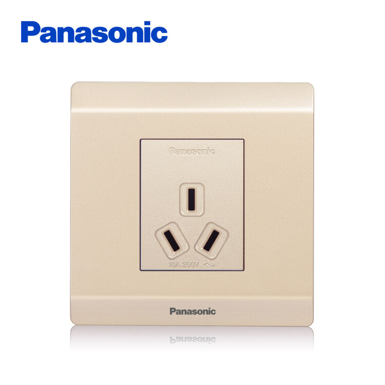 松下(panasonic)10a三孔86型开关插座面板香槟金电源插座三插wmwq102