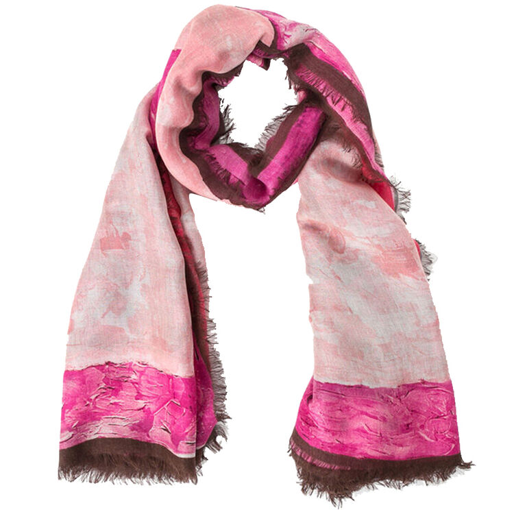 芙拉furla 女士粉红色印花莫代尔配羊绒长款围巾 793230 t t817 001