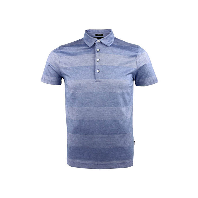 hugo boss雨果博斯男装男士棉质横条纹polo衫短袖t恤50309334 蓝色