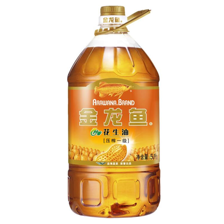 金龍魚 食用油 壓榨一級特香花生油5L(新老包裝隨機發(fā)放) 光明服務(wù)菜管家商品